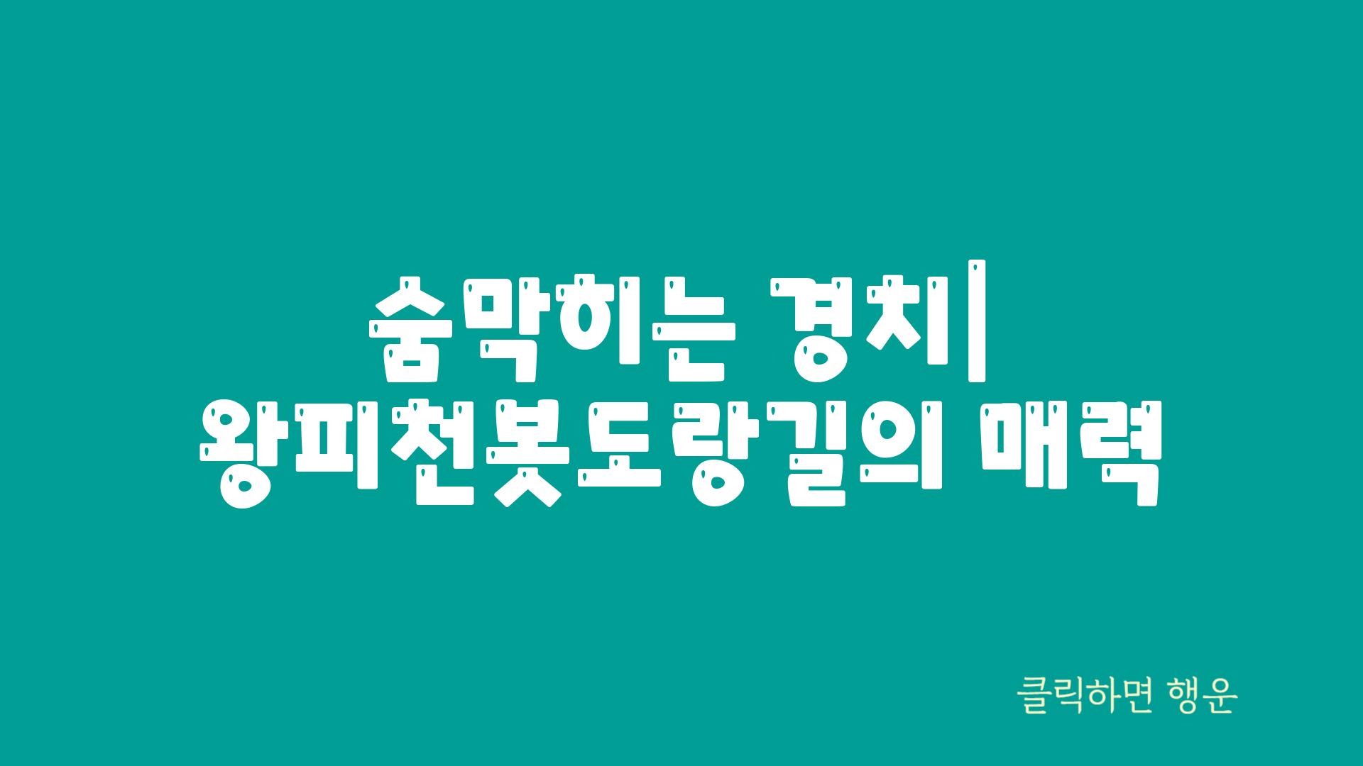 숨막히는 경치| 왕피천봇도랑길의 매력