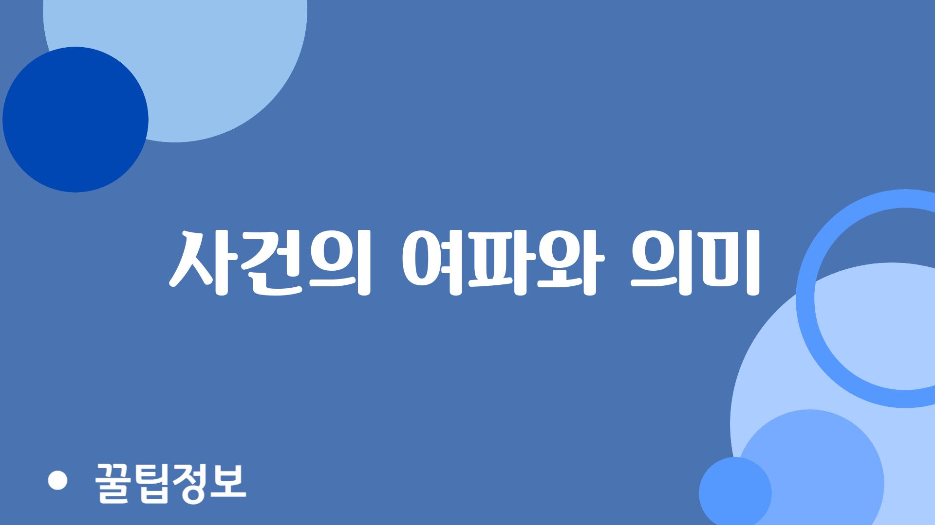 사건의 여파와 의미