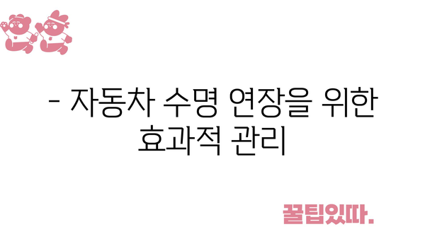 - 자동차 수명 연장을 위한 효과적 관리