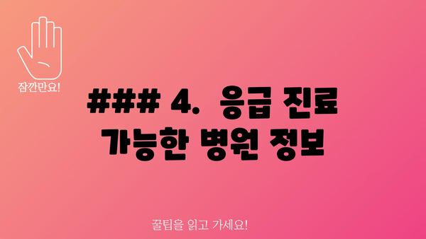 ### 4.  응급 진료 가능한 병원 정보