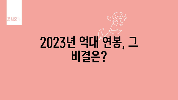 2023년 억대 연봉, 그 비결은?