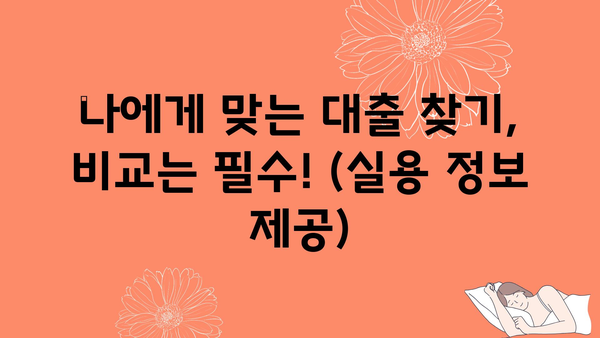 나에게 맞는 대출 찾기, 비교는 필수! (실용 정보 제공)