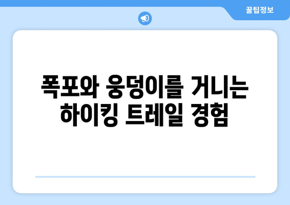 폭포와 웅덩이를 거니는 하이킹 트레일 경험