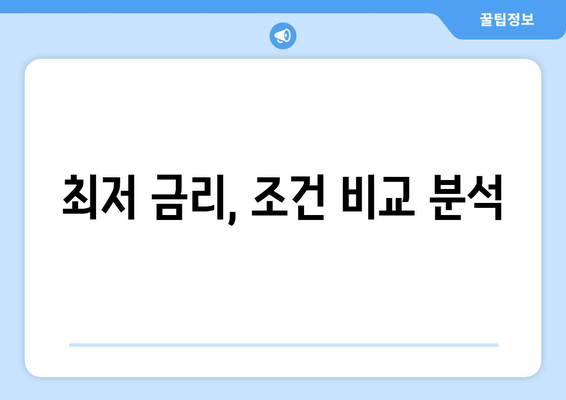 최저 금리, 조건 비교 분석