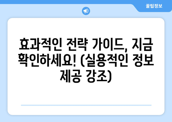 효과적인 전략 가이드, 지금 확인하세요! (실용적인 정보 제공 강조)