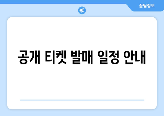 공개 티켓 발매 일정 안내