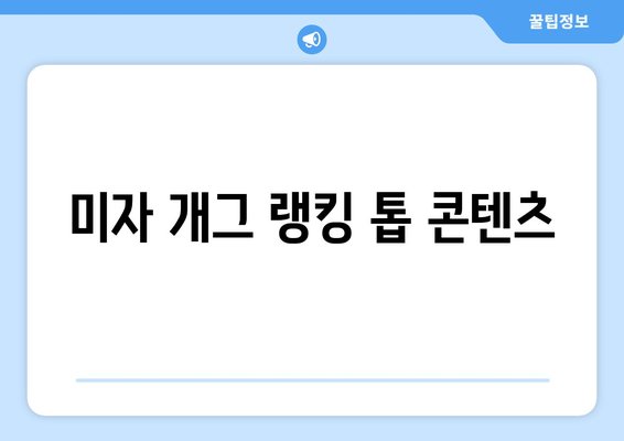 미자 개그 랭킹 톱 콘텐츠