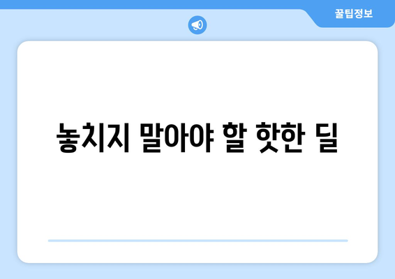 놓치지 말아야 할 핫한 딜