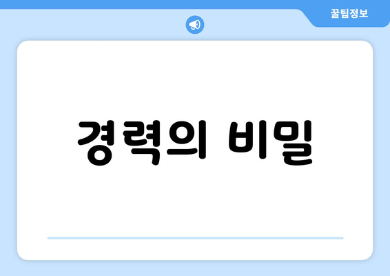 경력의 비밀