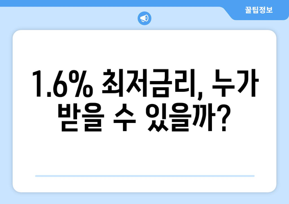 1.6% 최저금리, 누가 받을 수 있을까?