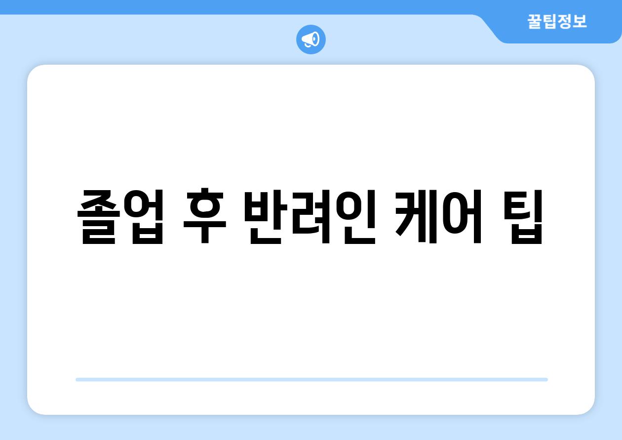 졸업 후 반려인 케어 팁