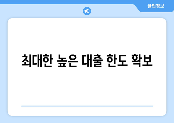 최대한 높은 대출 한도 확보