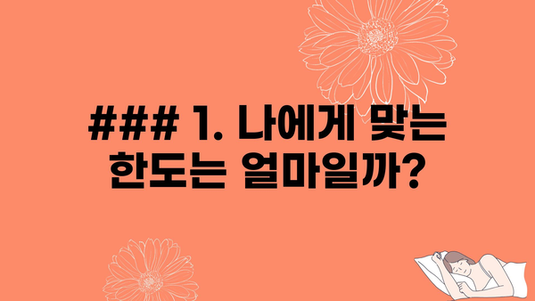 ### 1. 나에게 맞는 한도는 얼마일까?