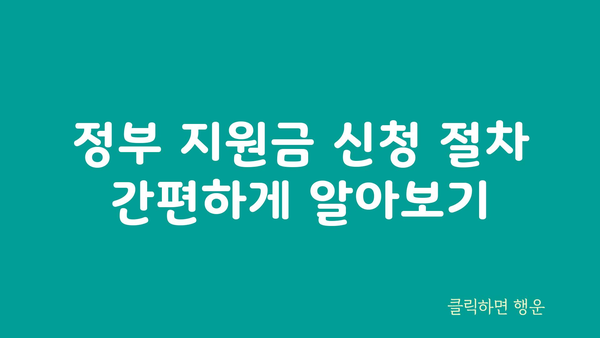 정부 자금 종류와 신청 방법 안내