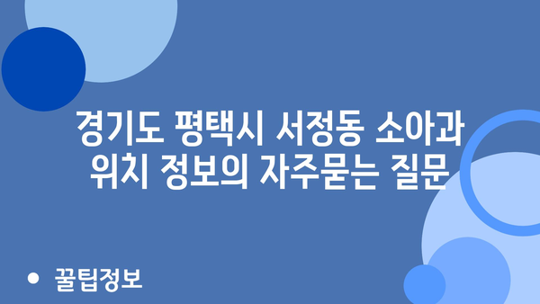 경기도 평택시 서정동 소아과 위치 정보