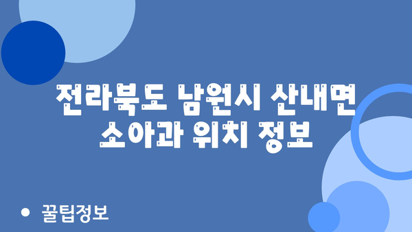 전라북도 남원시 산내면 소아과 위치 정보