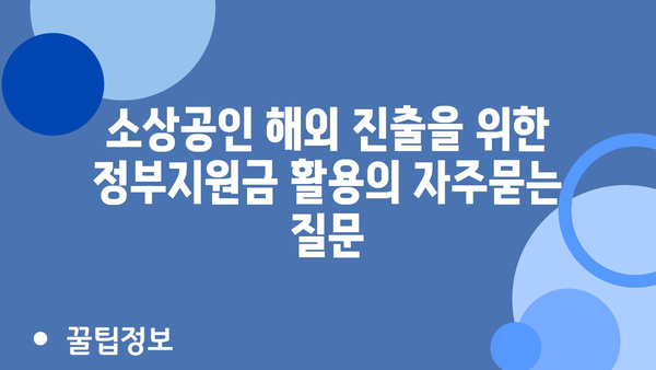 소상공인 해외 진출을 위한 정부지원금 활용