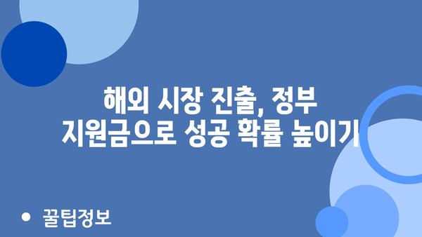 소상공인, 중소기업 해외진출을 위한 정부지원금