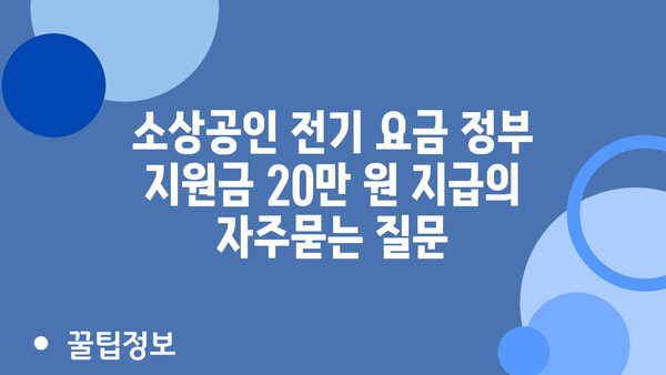 소상공인 전기 요금 정부 지원금 20만 원 지급