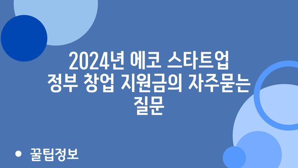 2024년 에코 스타트업 정부 창업 지원금