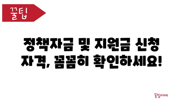 개인사업자 정책자금 및 정부지원금 종류 및 자격 조건