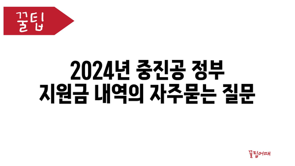 2024년 중진공 정부 지원금 내역