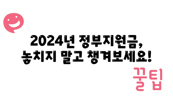 2024년 정부지원금 금액 및 절차