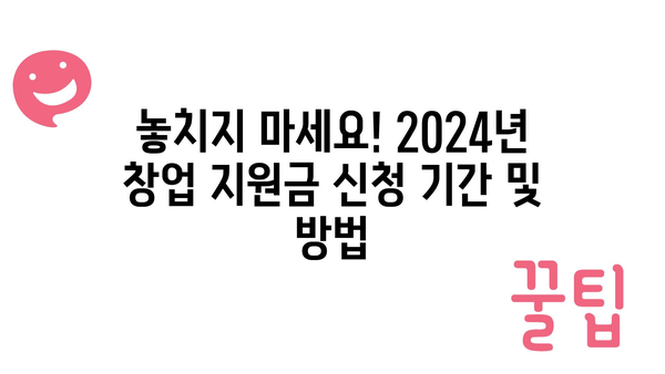 2024년 정부 신사업 창업지원금 지원 대상 및 신청 기간 확인