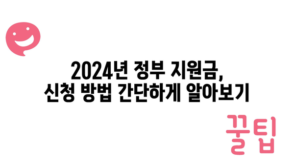 2024년 정부 지원금 금액 및 신청 방법