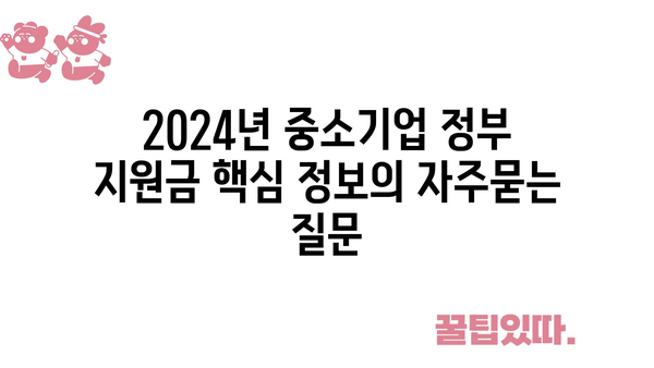 2024년 중소기업 정부 지원금 핵심 정보