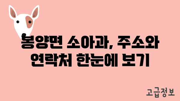 경상북도 의성군 봉양면 소아과 위치 정보