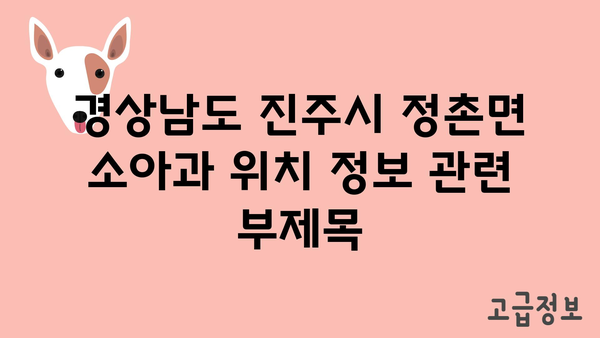 경상남도 진주시 정촌면 소아과 위치 정보