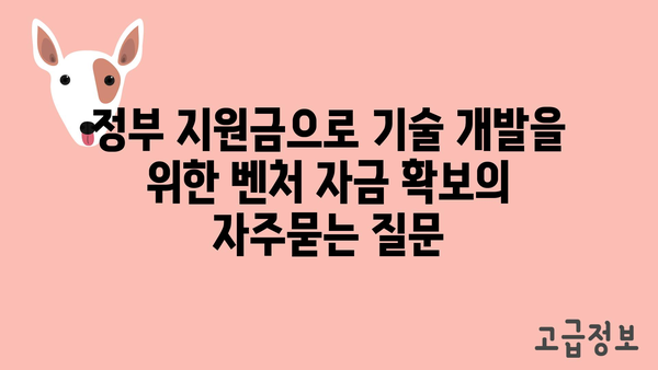 정부 지원금으로 기술 개발을 위한 벤처 자금 확보