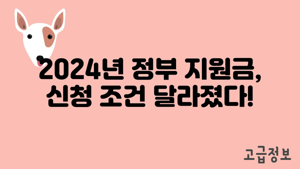 2024년 정부 지원금 신청 변경 사항 및 혜택 확대 안내