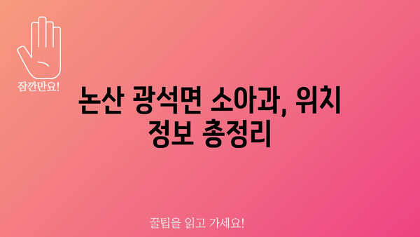 충청남도 논산시 광석면 소아과 위치 정보