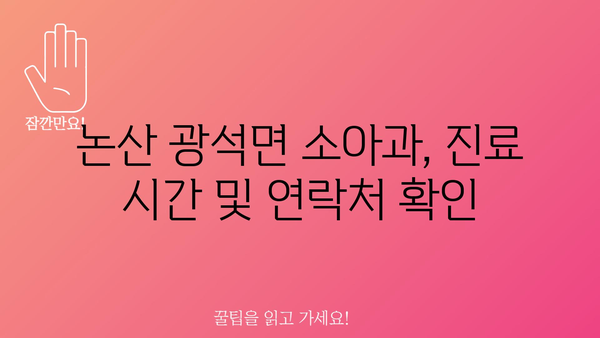 충청남도 논산시 광석면 소아과 위치 정보