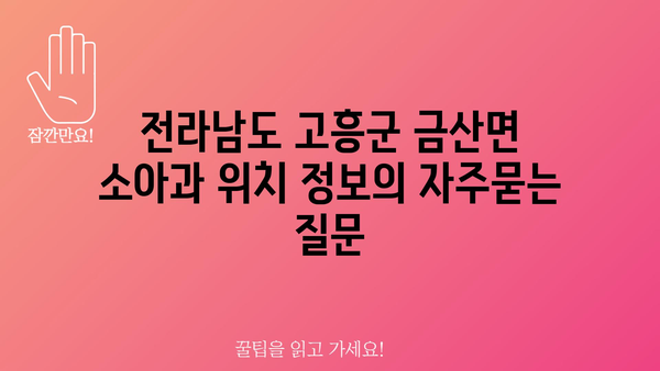 전라남도 고흥군 금산면 소아과 위치 정보