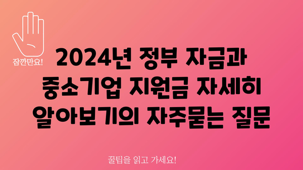 2024년 정부 자금과 중소기업 지원금 자세히 알아보기