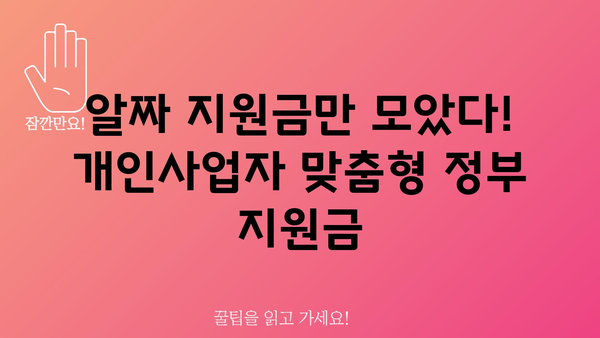 개인사업자 정부 지원금 종류별 안내