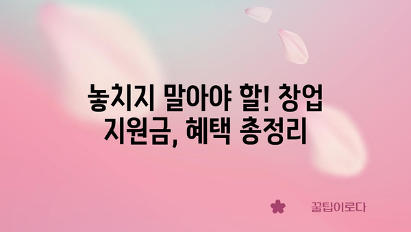 소상공인 정부 지원금으로 창업하기: 종류와 신청 방법