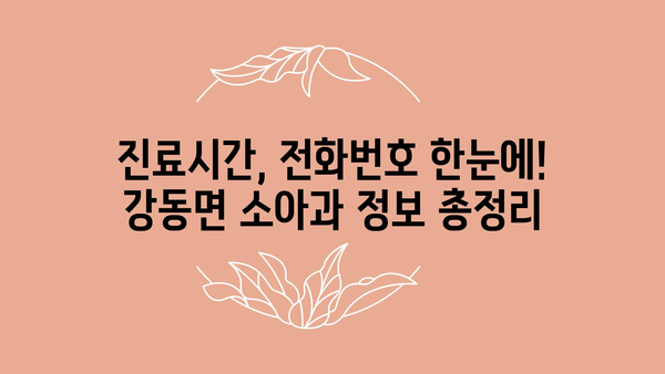 강원도 강릉시 강동면 소아과 위치 정보