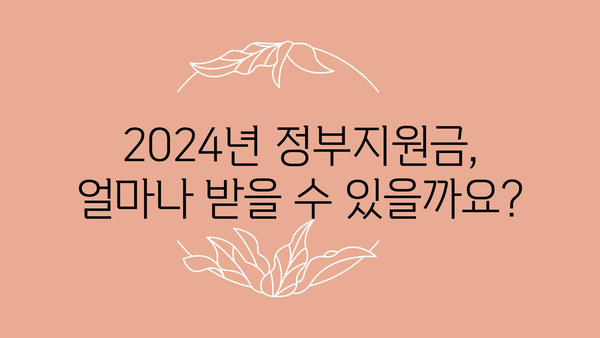 2024년 정부지원금 금액 및 절차