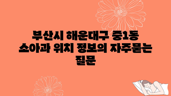 부산시 해운대구 중1동 소아과 위치 정보