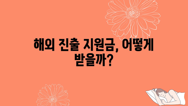 소상공인, 중소기업의 해외 진출을 위한 정부사업 지원금