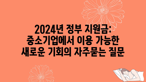 2024년 정부 지원금: 중소기업에서 이용 가능한 새로운 기회