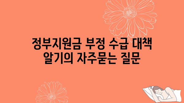 정부지원금 부정 수급 대책 알기