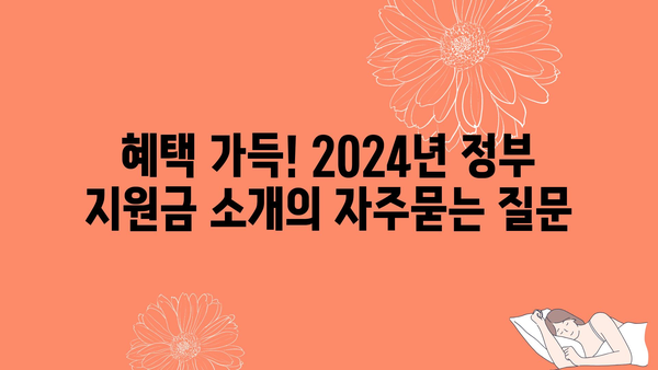 혜택 가득! 2024년 정부 지원금 소개