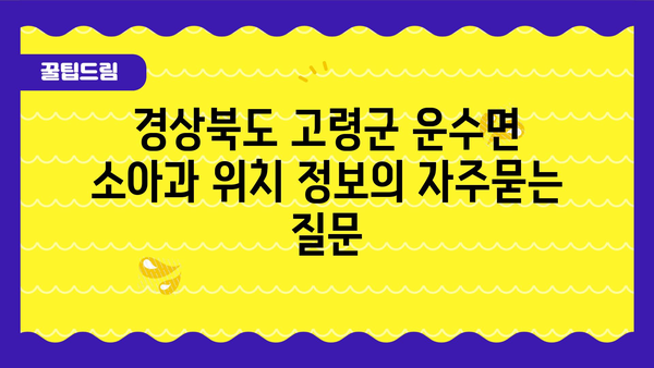 경상북도 고령군 운수면 소아과 위치 정보