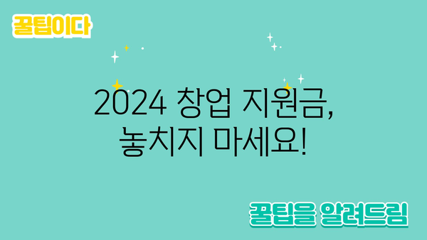 2024년 창업자금을 위한 정부 지원금 활용하기