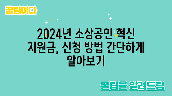 2024년 소상공인 혁신 지원금 신청 방법 및 정책자금 대상